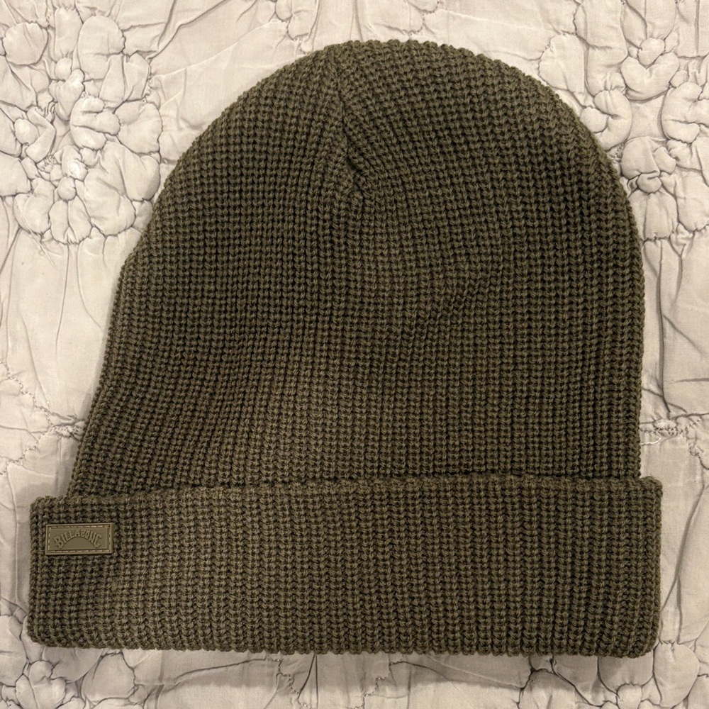 Billabong Olive Green Ribbed Fold-Over Beanie